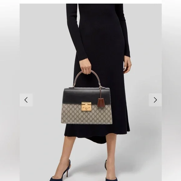 GUCCI GG SUPREME MONOGRAM PADLOCK HANDBAG MEDIUM-🔥STUNNING BOSS LADY BAG🔥 - Picture 3 of 16